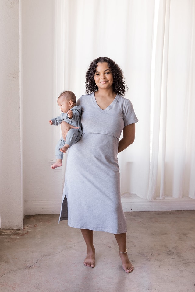 PRELOVED Everyday Breastfeeding Dress - Heather Gray